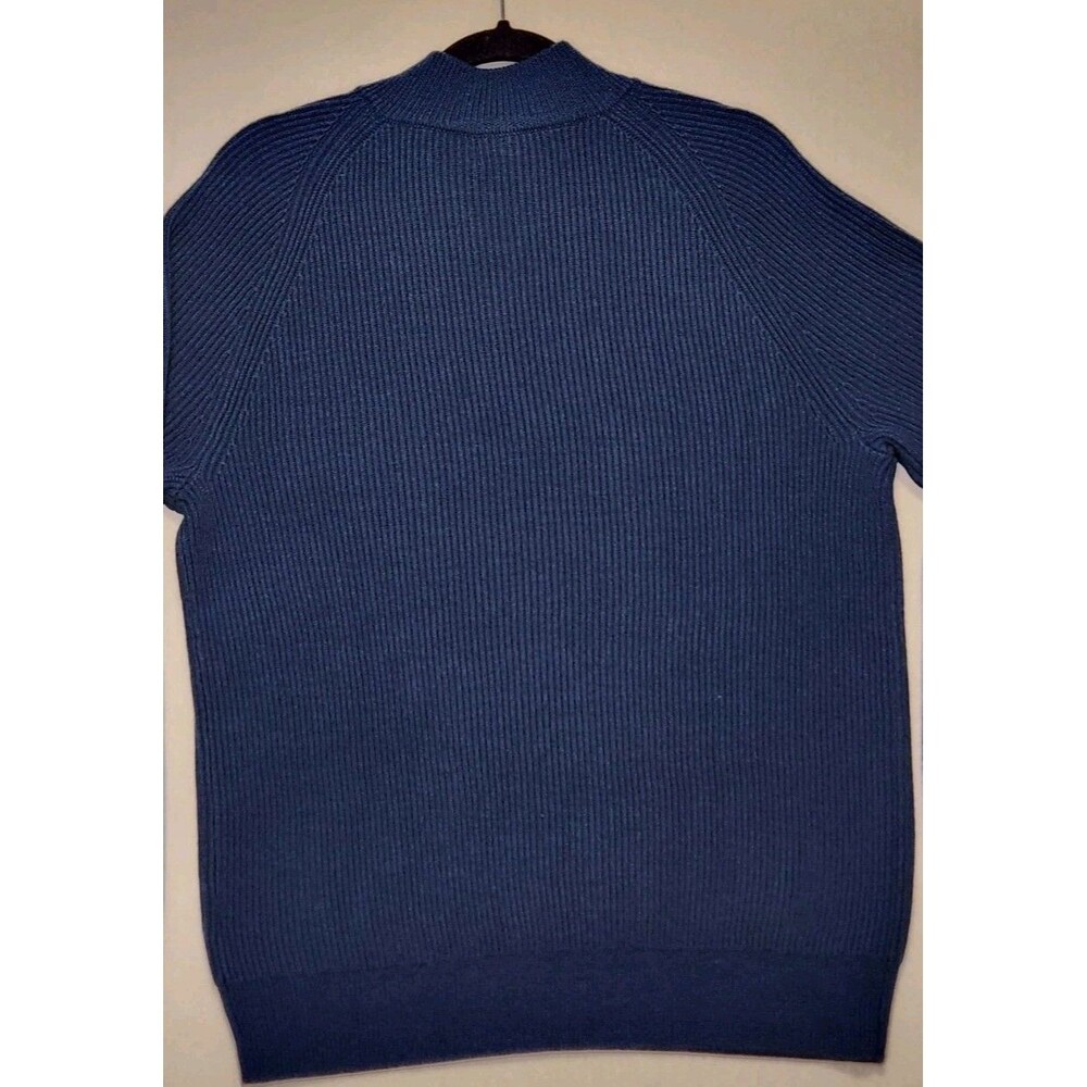 New Vineyard Vines Mens Med Merino Wool OTG Rib Ski Quarter Zip Sweater Teal Bay - Picture 4 of 12
